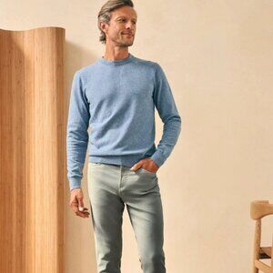 Faherty Jackson Crew Sweater in Mountain Stream Heather Knit Organic Cotton